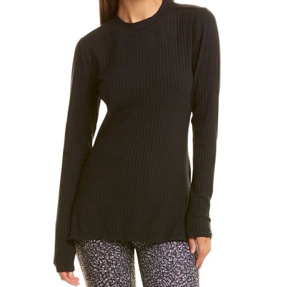 Free People Blissed Out Long Sleeve Top in Black - Picture 1 of 11